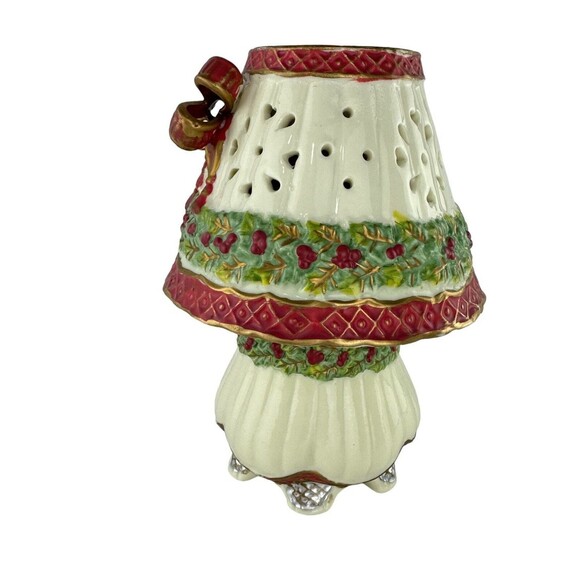 Tea Light Candle Holder Ribbon Lamp Porcelain Holiday Style Home Decor - Picture 5 of 8